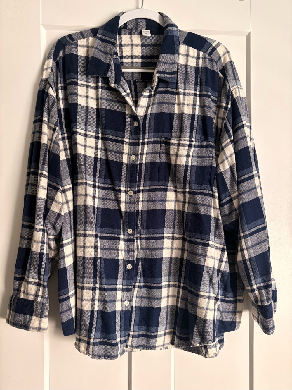 Old Navy Blue and White Plaid Button-Down Shirt